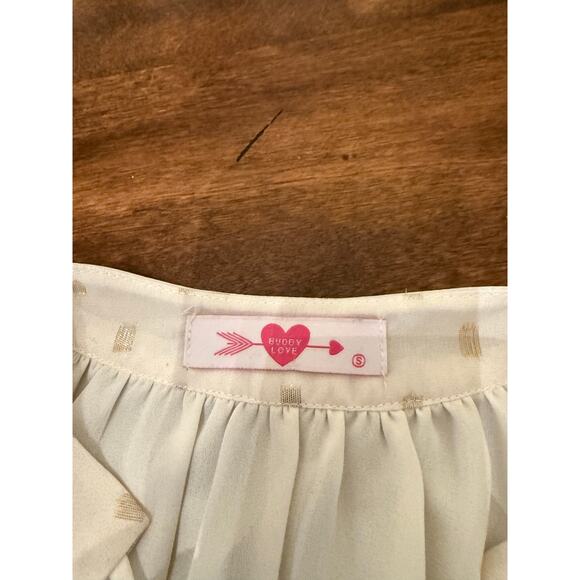 Buddy Love Women's Landry Metallic Gold V-Neck Tunic Blouse Size Small - Picture 3 of 8